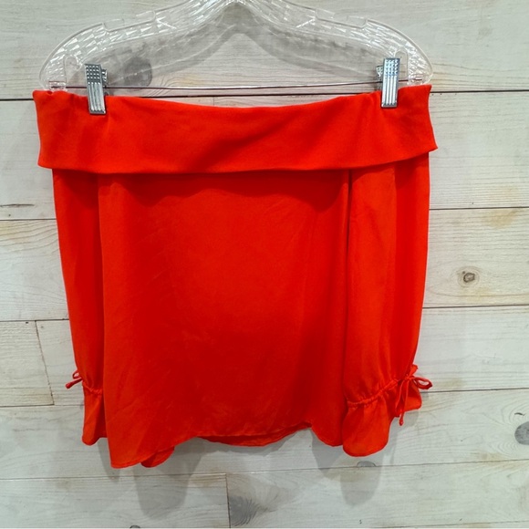 Banana republic orange flowy chiffon off shoulder boho top ❤️ - Picture 2 of 7